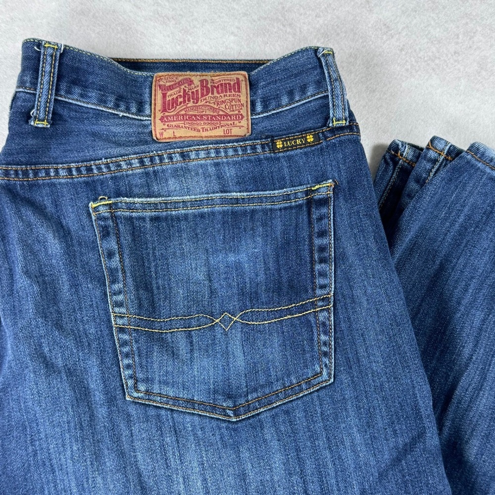 Lucky Brand‎ Mens Jeans Size 42 Blue Denim Medium Wash Short Inseam Stretch
